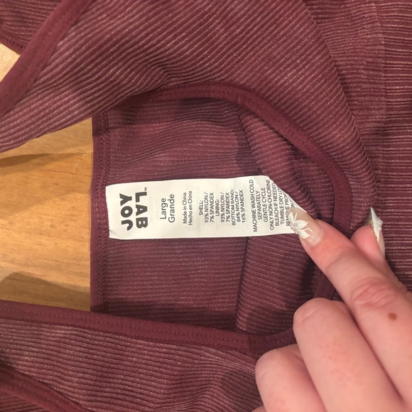 JoyLab Maroon Ribbed Tank - Picture 3 of 5